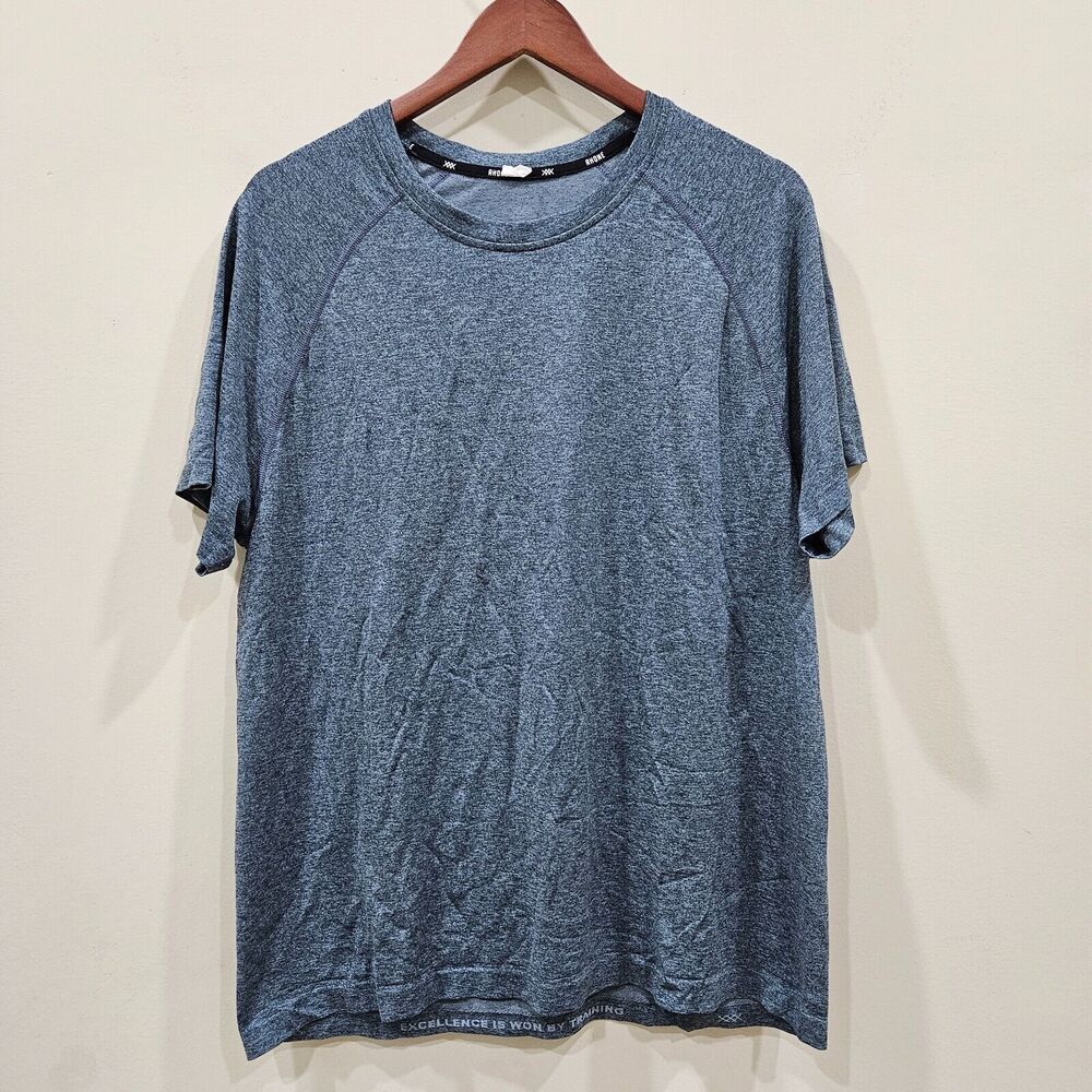 Rhone Men's Reign Tech Raglan Short Sleeve T-Shirt Blue Space Dye Relaxed Fit